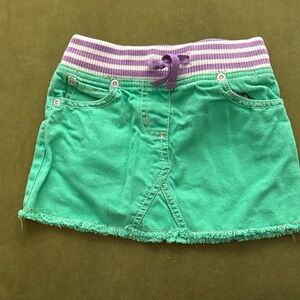 Mini Boden Green Skirt with Purple Waistband